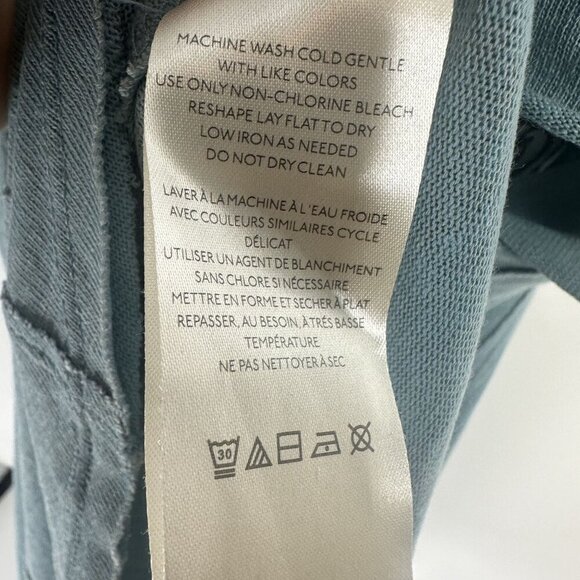 We The Free Blue Flowy V-Neck Short Sleeve Tunic Top Womens Size L - Picture 9 of 10